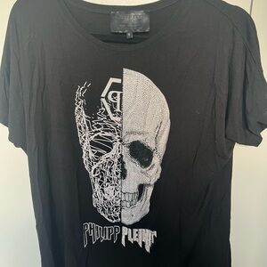 Philipp Plein Black Skull Logo Studded Rhinestone Limited Edition Shirt Small